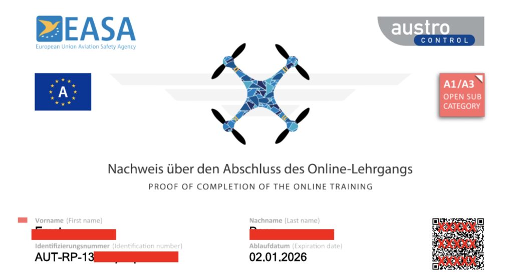 Drohnenführerschein A1/A3: Austro Control, Österreich