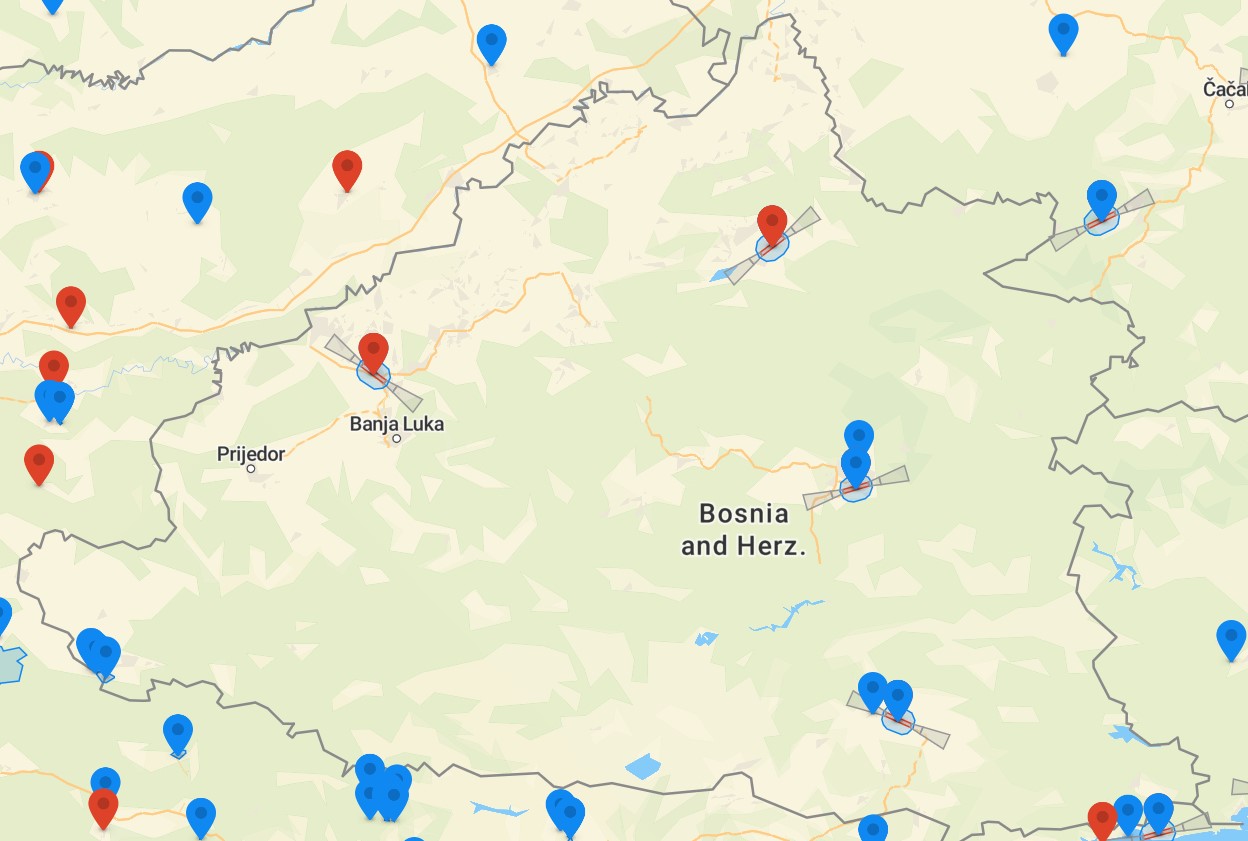 Drohnenkarte für Bosnien und Herzegowina