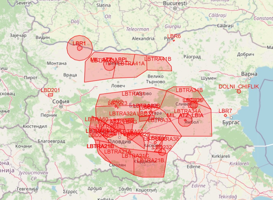 Drohnenkarte für Bulgarien