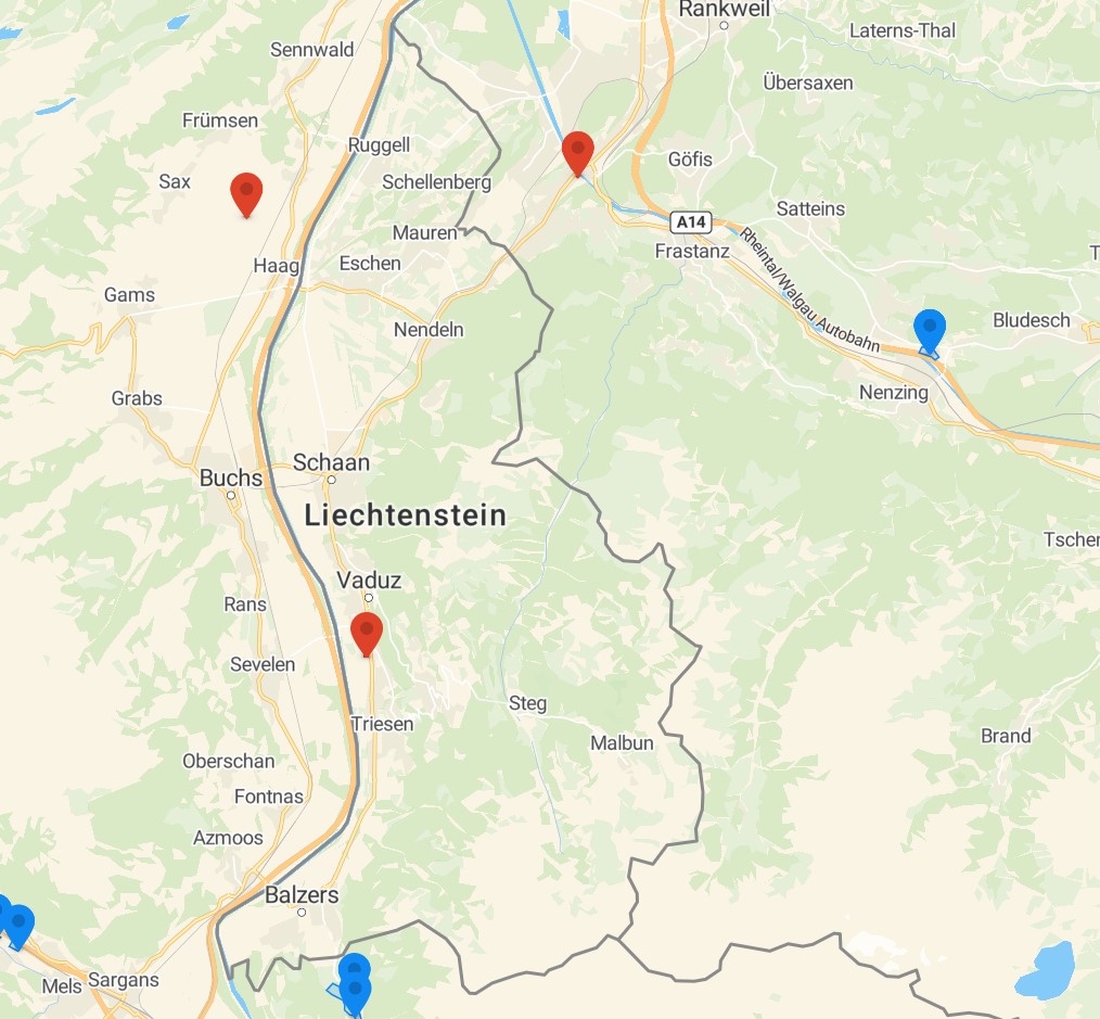 Drohnenkarte für Liechtenstein