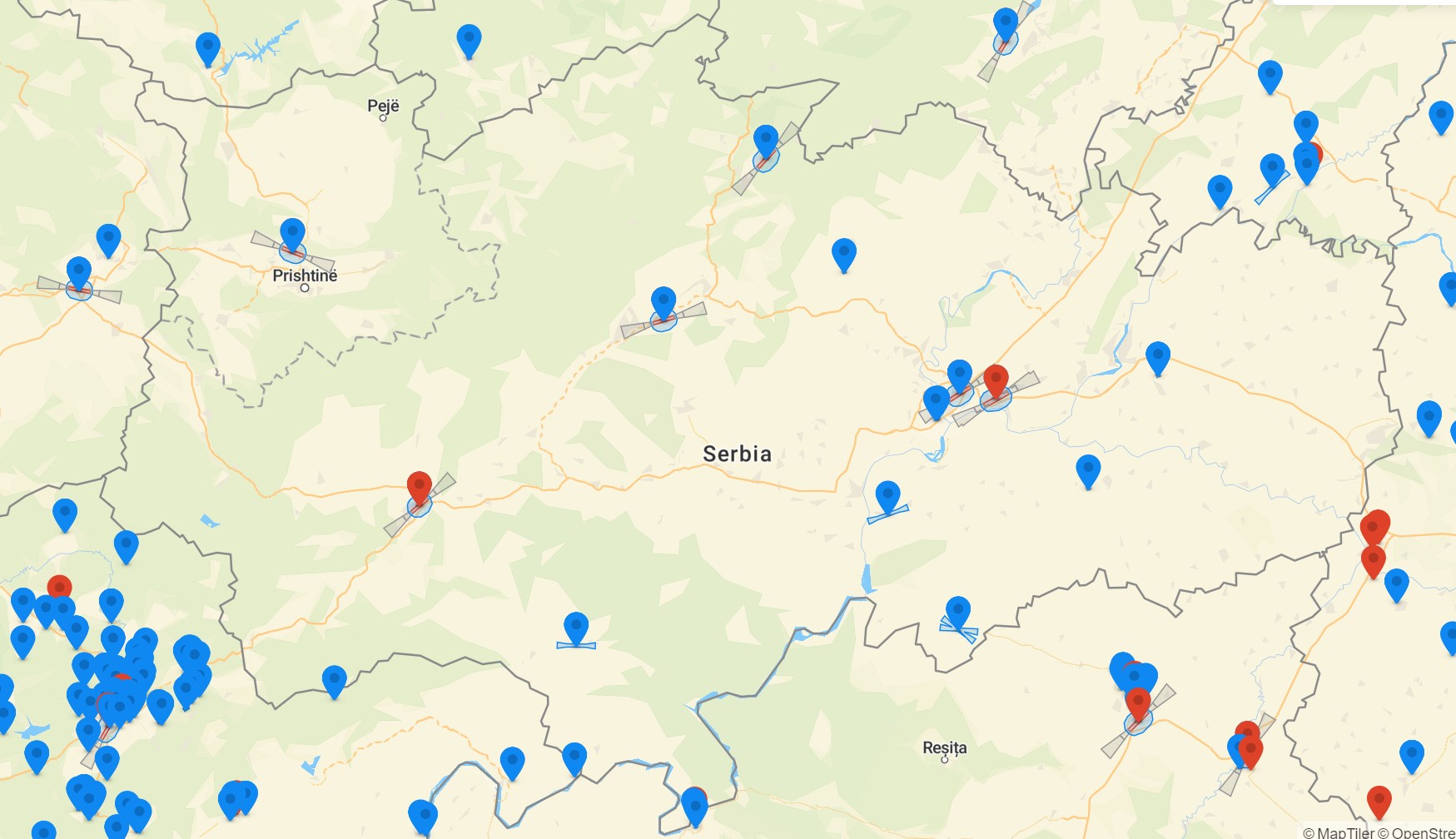 Drohnenkarte für Serbien